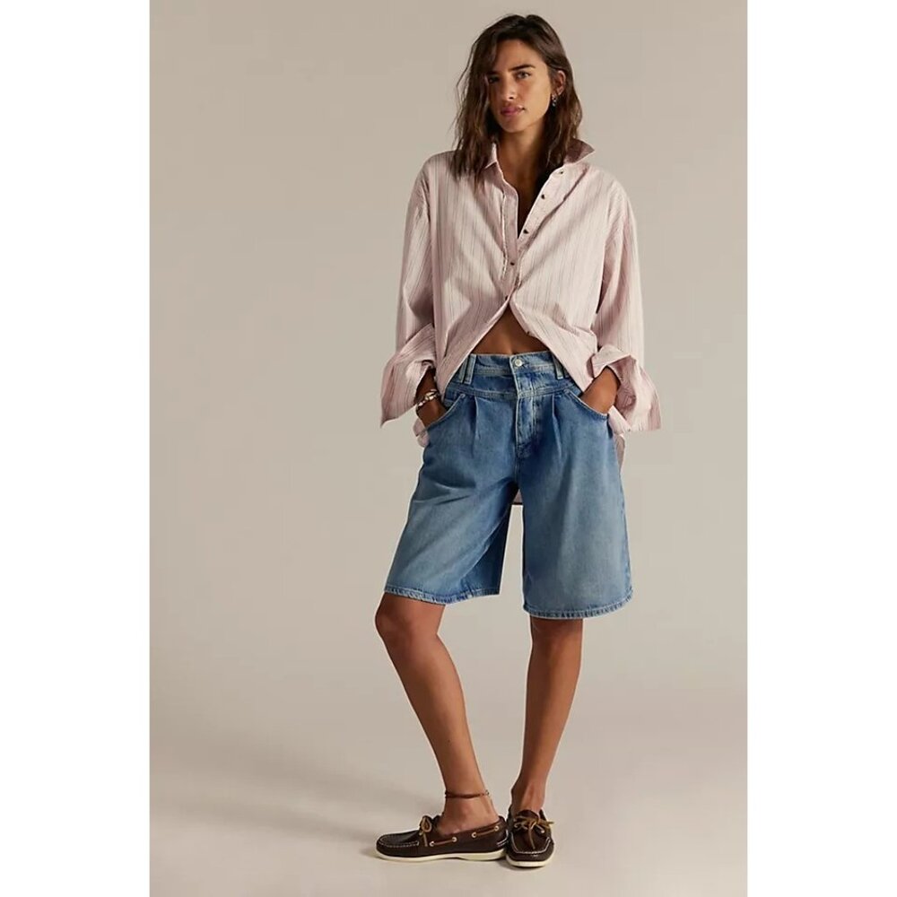 Free People Interstate Slouchy Denim Shorts Womens 29 Casual Y2K Jorts Relaxed